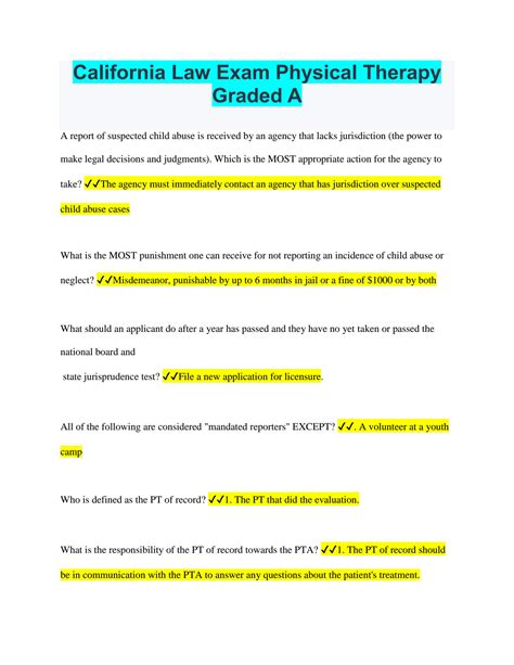 california law exam physical therapy|california pt law study guide.